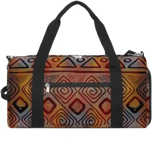 Gym Duffel Bag with Shoe Compartment Wet Pocket, Ethnic African Theme Travel Bag for Men Women