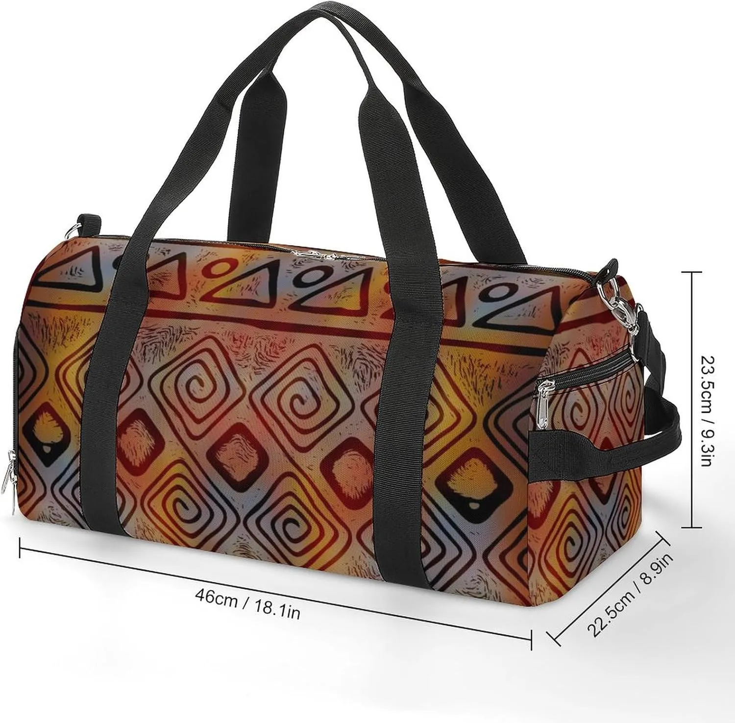 Gym Duffel Bag with Shoe Compartment Wet Pocket, Ethnic African Theme Travel Bag for Men Women