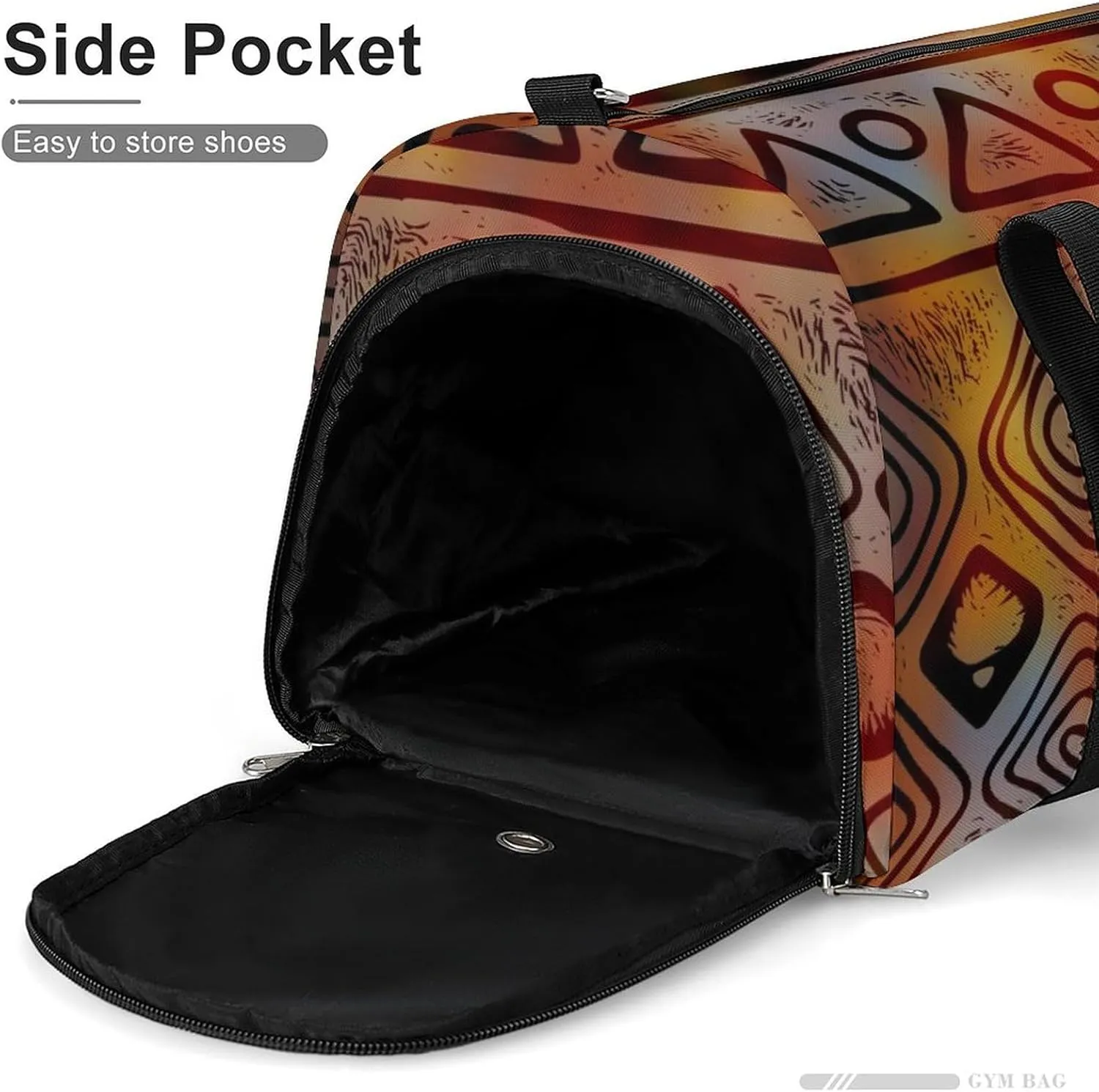 Gym Duffel Bag with Shoe Compartment Wet Pocket, Ethnic African Theme Travel Bag for Men Women