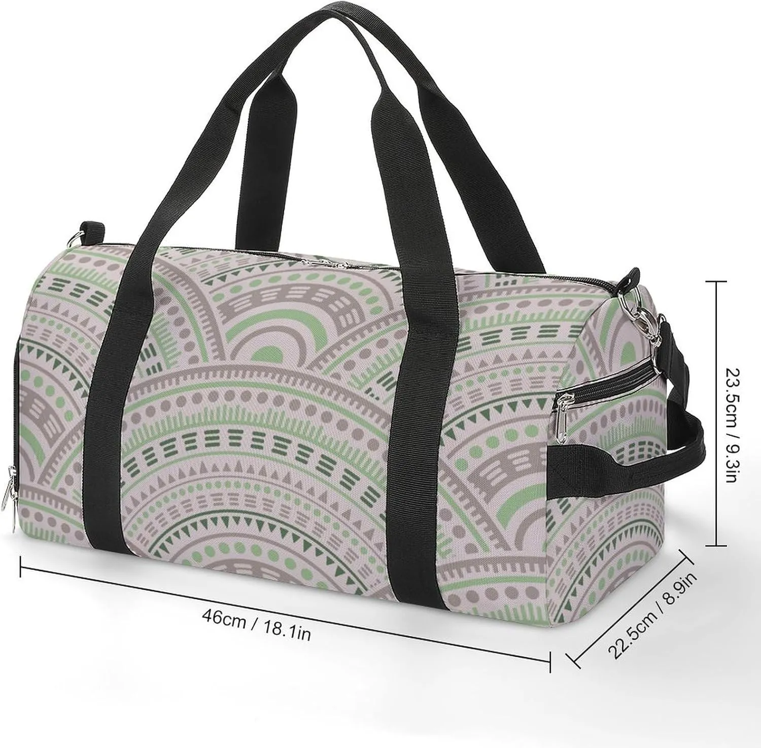 Gym Duffel Bag with Shoe Compartment Wet Pocket, Ethnic Circle Shapes Travel Bag for Men Women