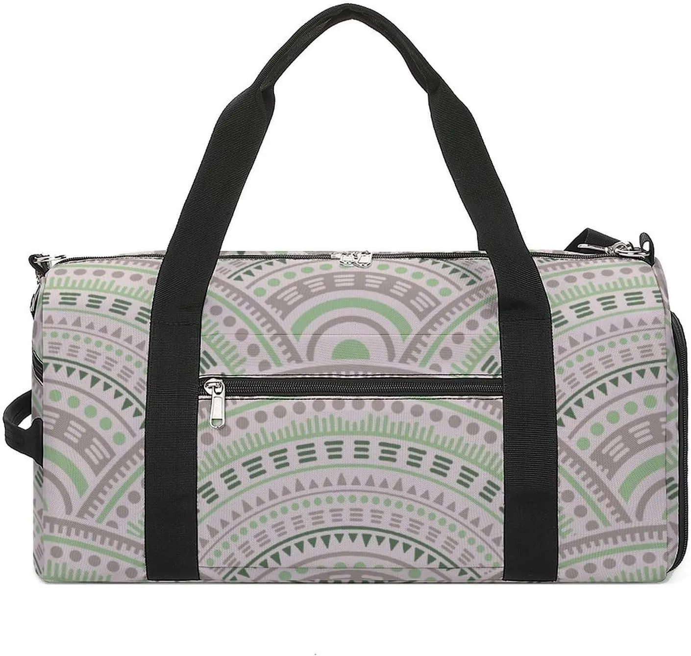 Gym Duffel Bag with Shoe Compartment Wet Pocket, Ethnic Circle Shapes Travel Bag for Men Women