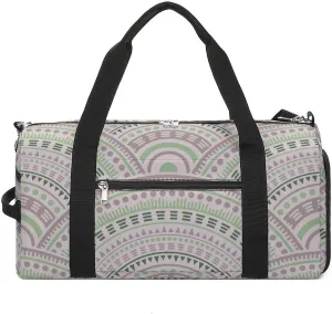 Gym Duffel Bag with Shoe Compartment Wet Pocket, Ethnic Circle Shapes Travel Bag for Men Women