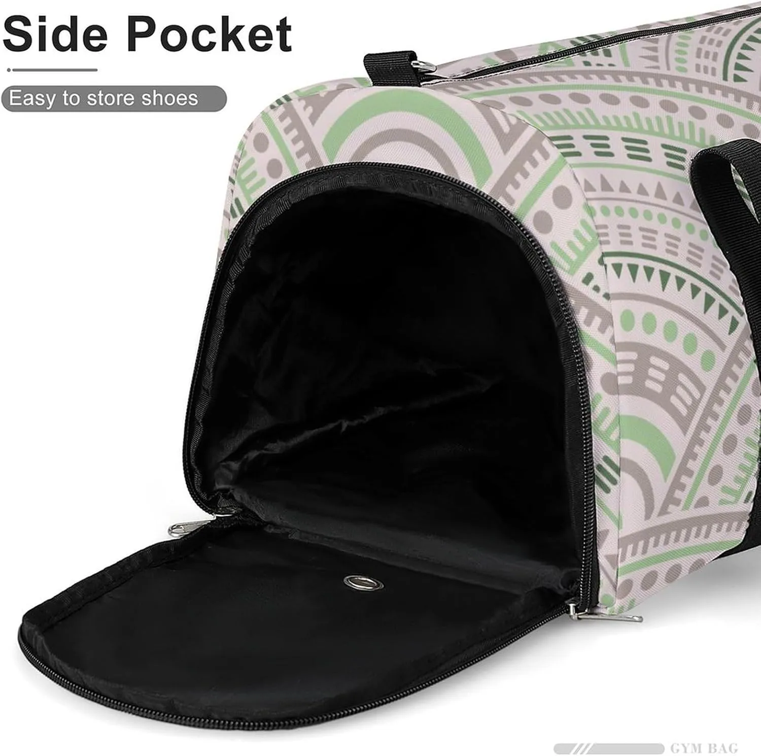 Gym Duffel Bag with Shoe Compartment Wet Pocket, Ethnic Circle Shapes Travel Bag for Men Women