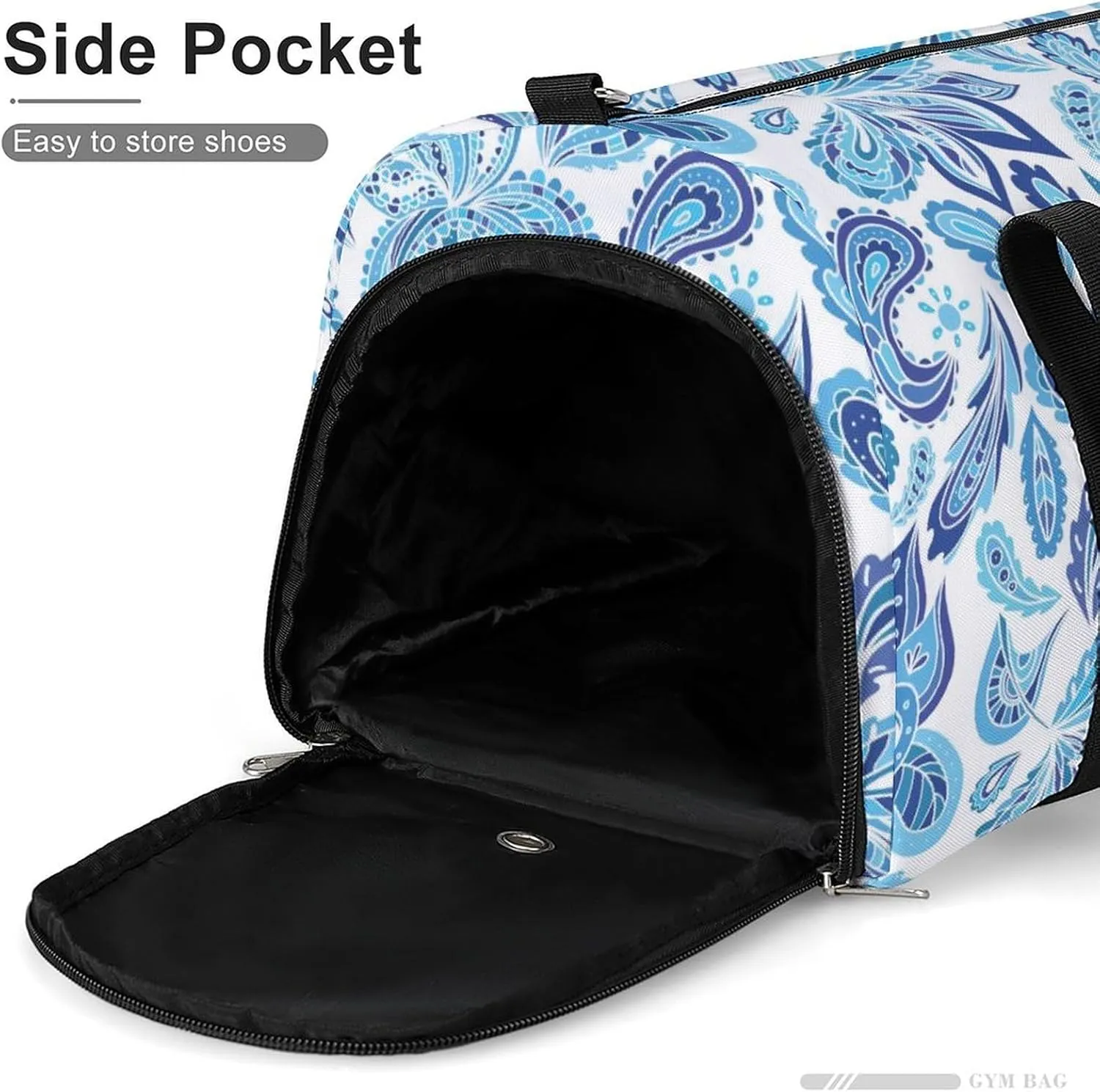 Gym Duffel Bag with Shoe Compartment Wet Pocket, Ethnic Paisley Feathers Travel Bag for Men Women, style-3