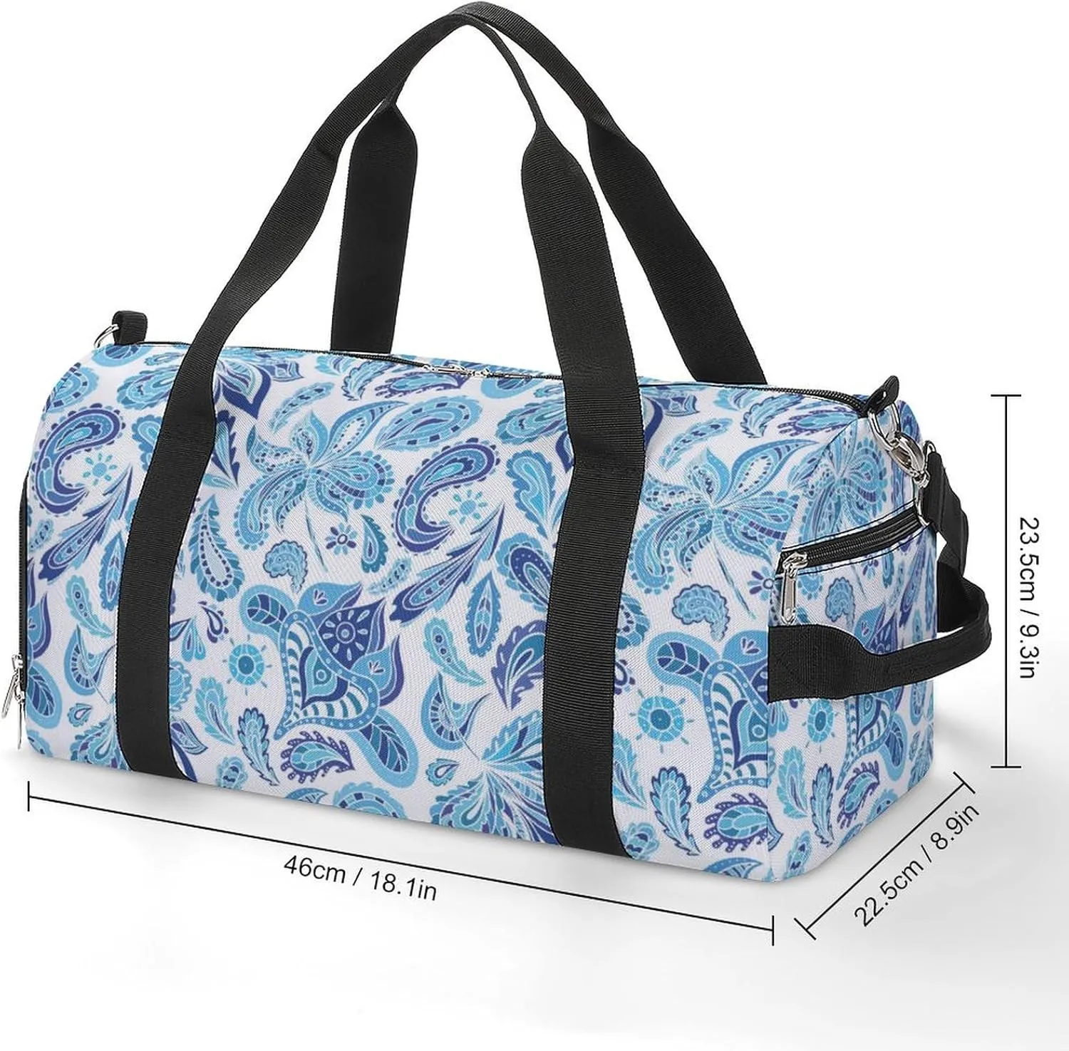 Gym Duffel Bag with Shoe Compartment Wet Pocket, Ethnic Paisley Feathers Travel Bag for Men Women, style-3