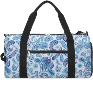 Gym Duffel Bag with Shoe Compartment Wet Pocket, Ethnic Paisley Feathers Travel Bag for Men Women, style-3