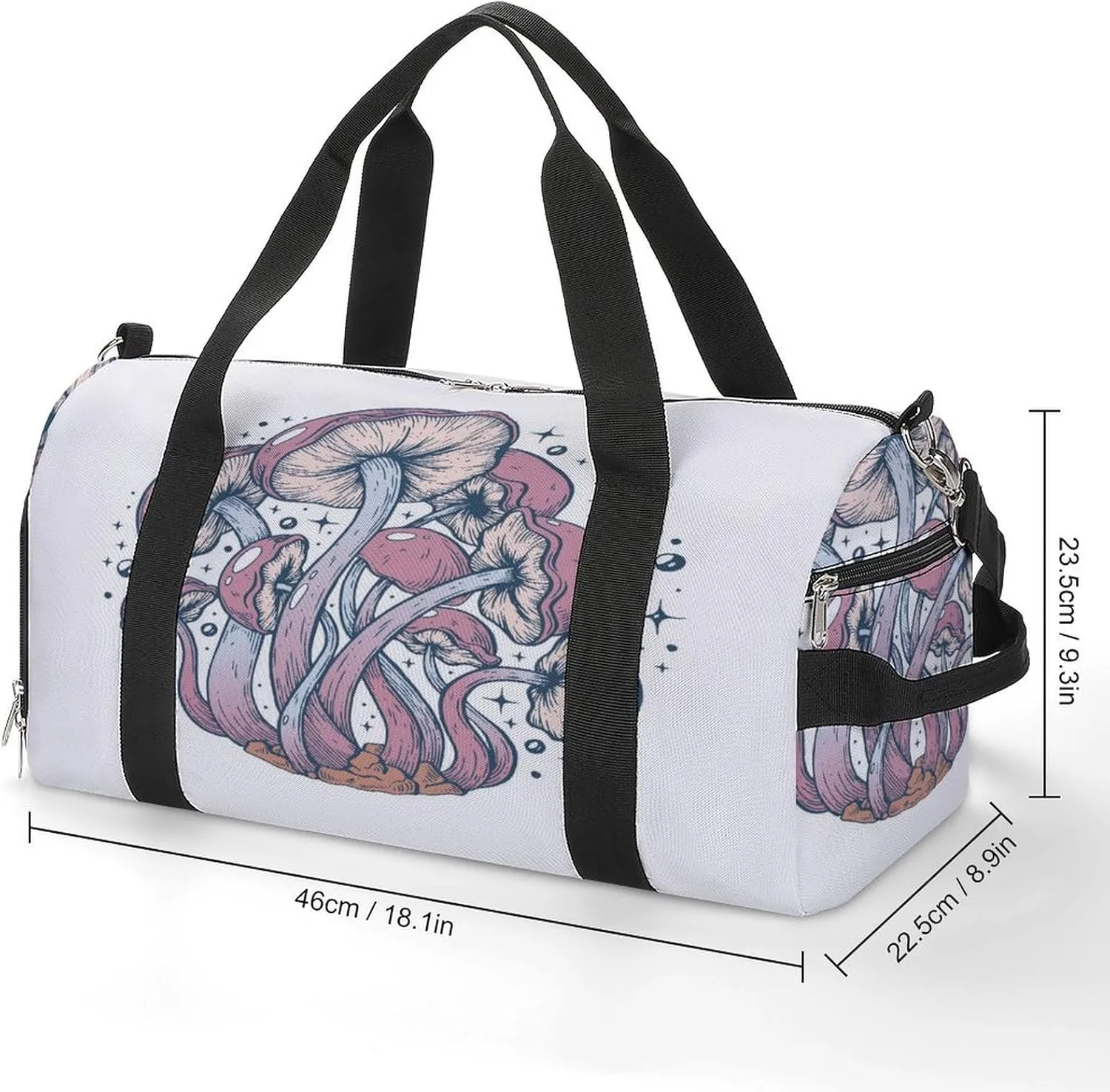 Gym Duffel Bag with Shoe Compartment Wet Pocket, Mushrooms Travel Bag for Men Women, style-3