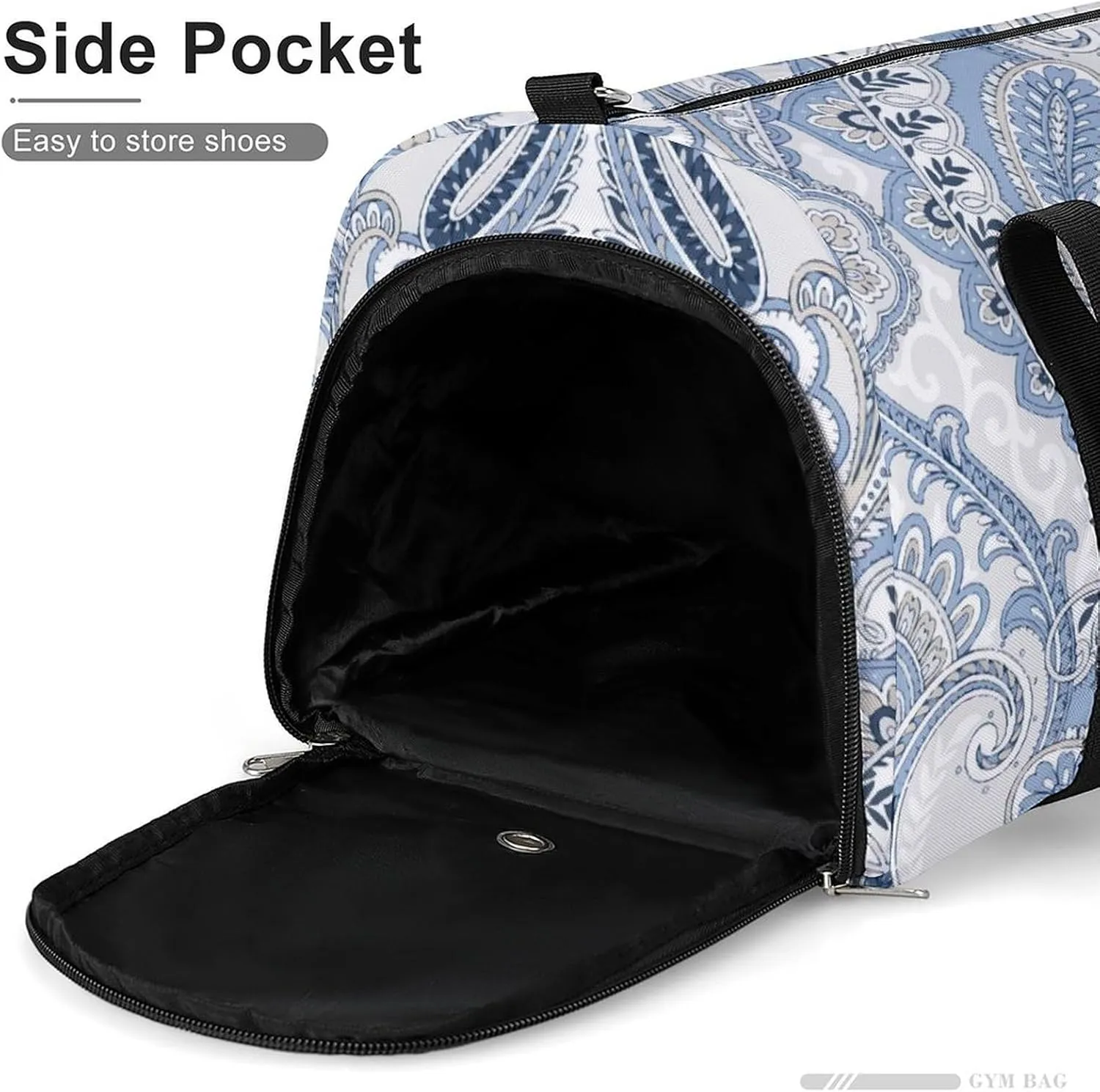 Gym Duffel Bag with Shoe Compartment Wet Pocket, Paisley Theme Travel Bag for Men Women