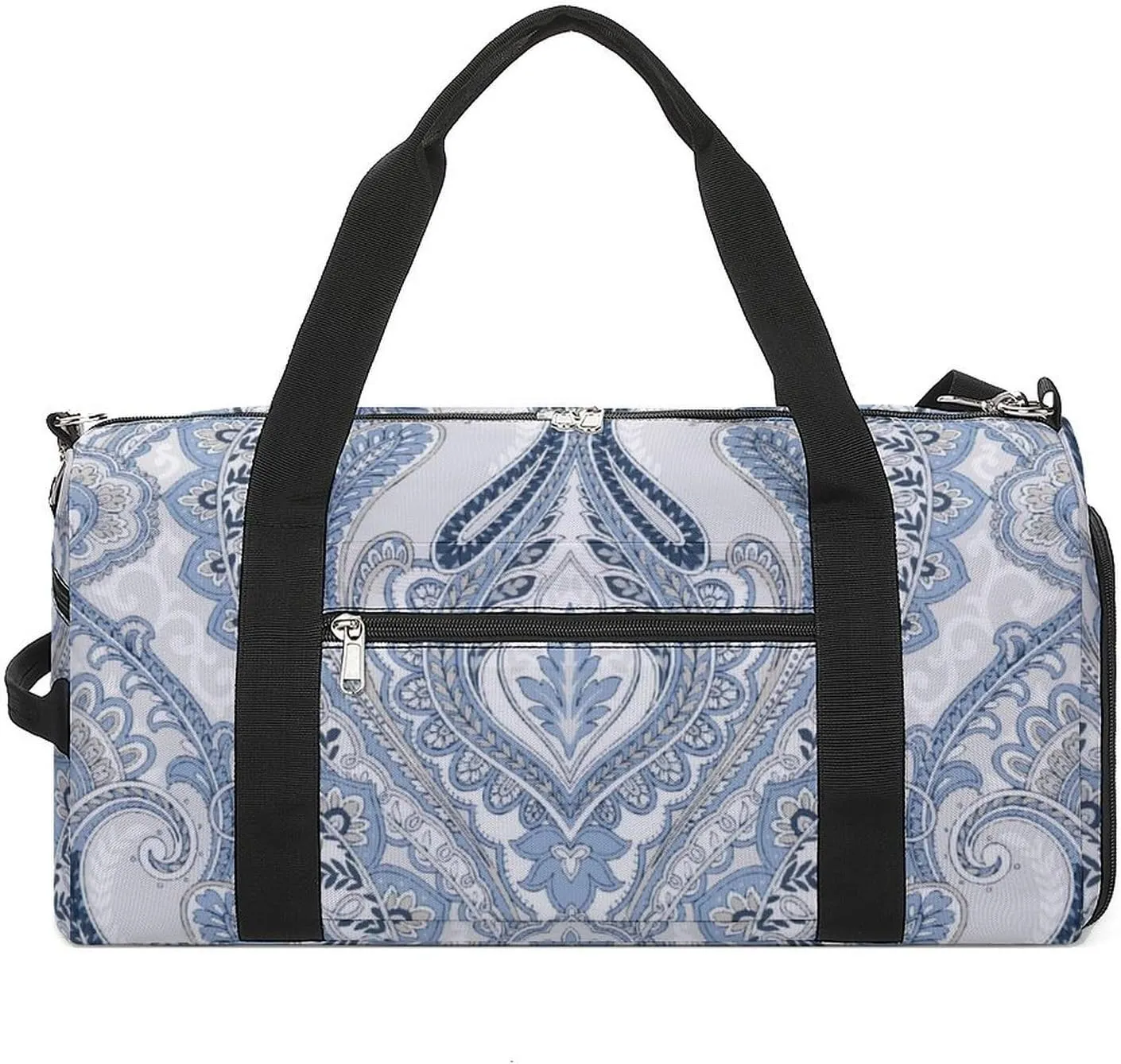 Gym Duffel Bag with Shoe Compartment Wet Pocket, Paisley Theme Travel Bag for Men Women