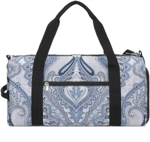 Gym Duffel Bag with Shoe Compartment Wet Pocket, Paisley Theme Travel Bag for Men Women