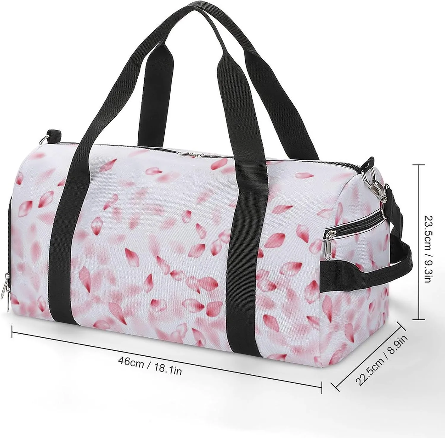 Gym Duffel Bag with Shoe Compartment Wet Pocket, Pink Sakuras Petals Travel Bag for Men Women, style-1