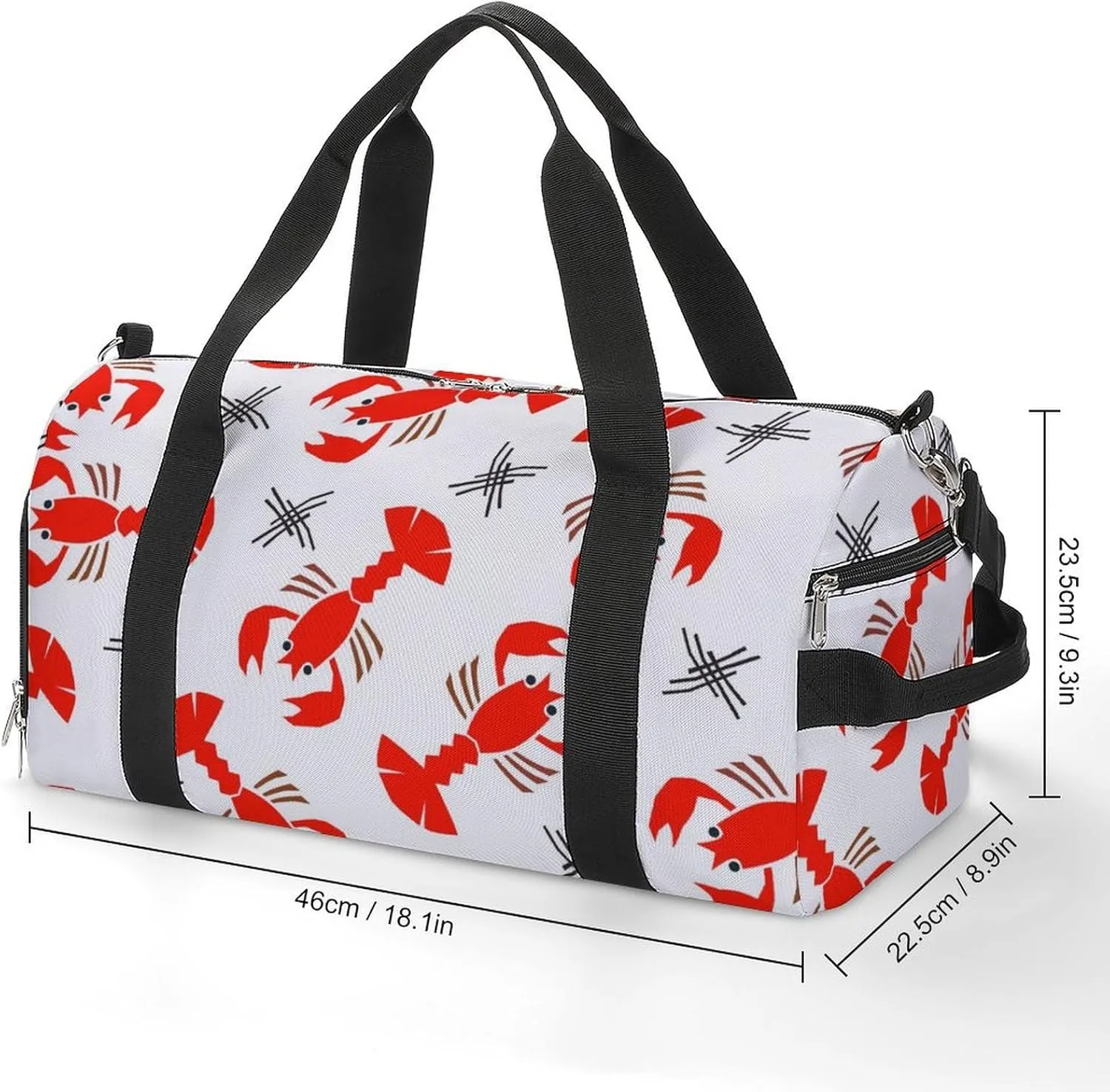 Gym Duffel Bag with Shoe Compartment Wet Pocket, Red Lobsters Travel Bag for Men Women