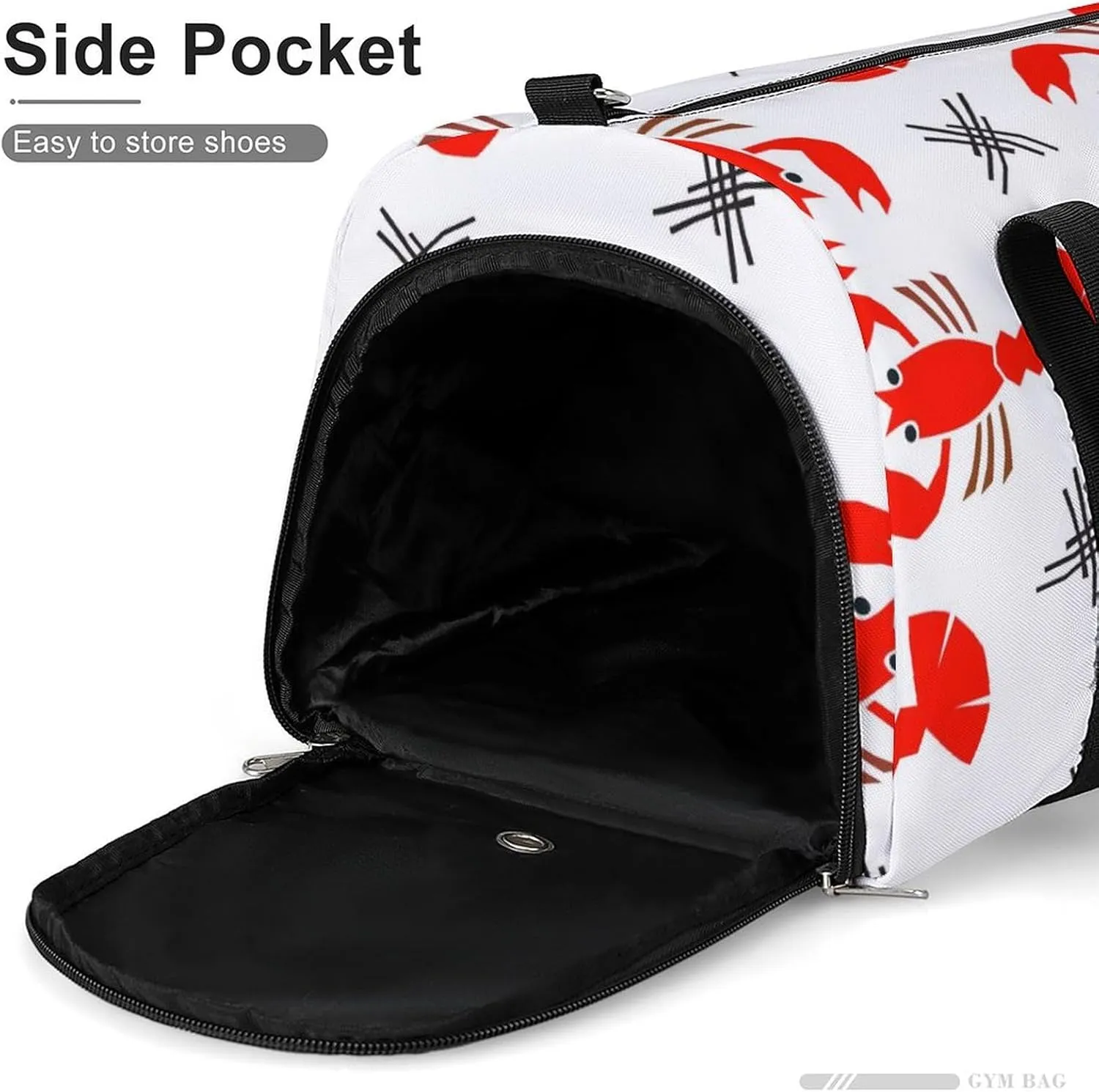 Gym Duffel Bag with Shoe Compartment Wet Pocket, Red Lobsters Travel Bag for Men Women