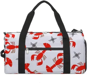 Gym Duffel Bag with Shoe Compartment Wet Pocket, Red Lobsters Travel Bag for Men Women