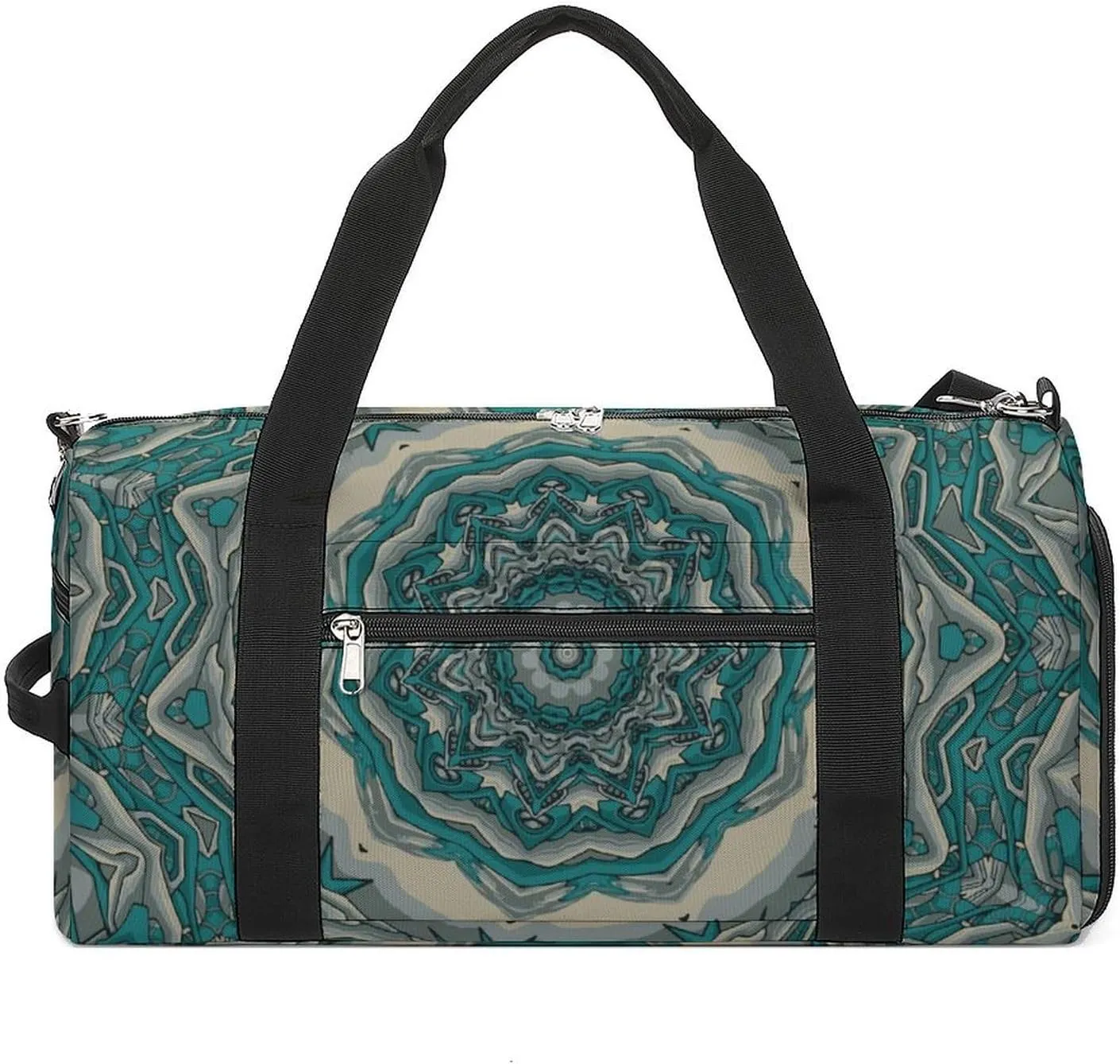 Gym Duffel Bag with Shoe Compartment Wet Pocket, Tile Mehndi Design Travel Bag for Men Women