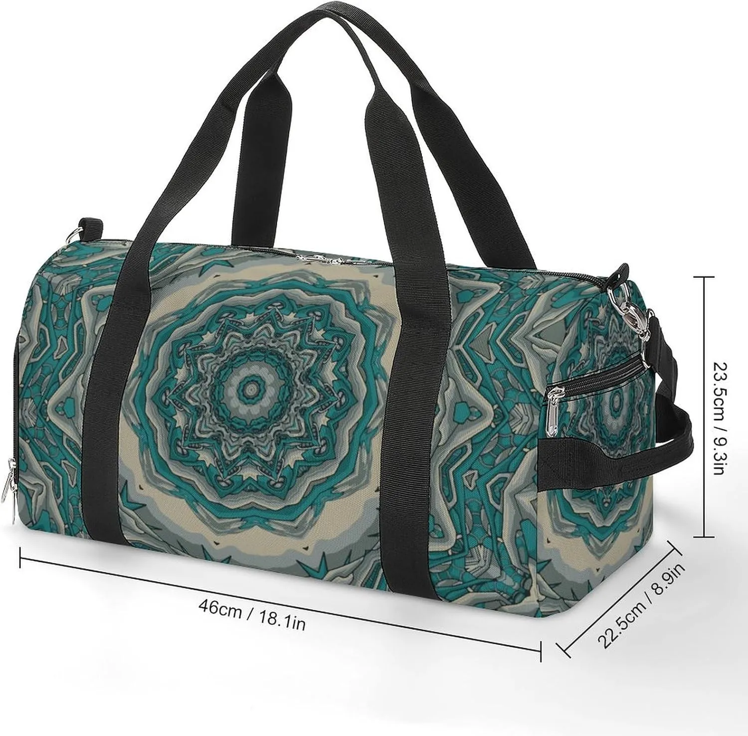 Gym Duffel Bag with Shoe Compartment Wet Pocket, Tile Mehndi Design Travel Bag for Men Women