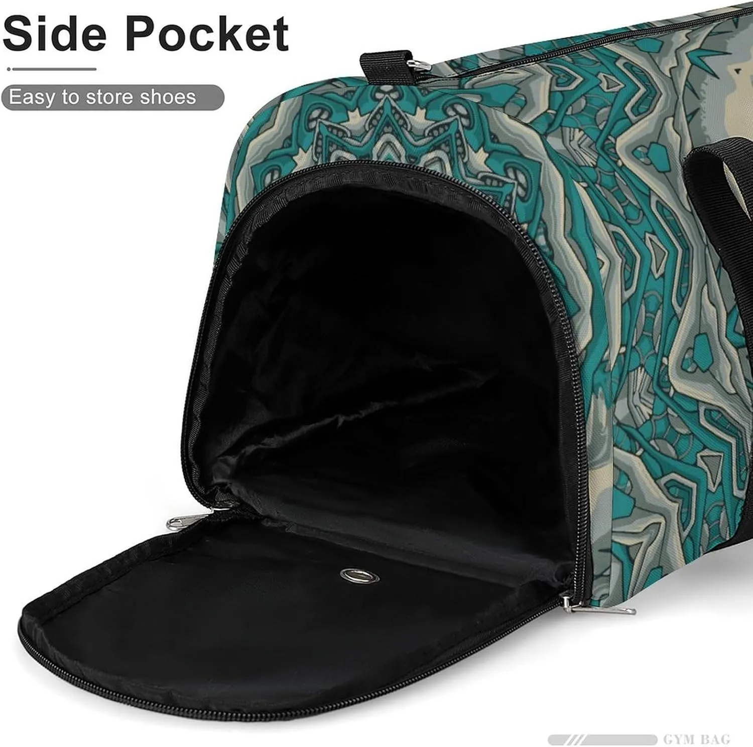 Gym Duffel Bag with Shoe Compartment Wet Pocket, Tile Mehndi Design Travel Bag for Men Women