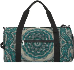 Gym Duffel Bag with Shoe Compartment Wet Pocket, Tile Mehndi Design Travel Bag for Men Women