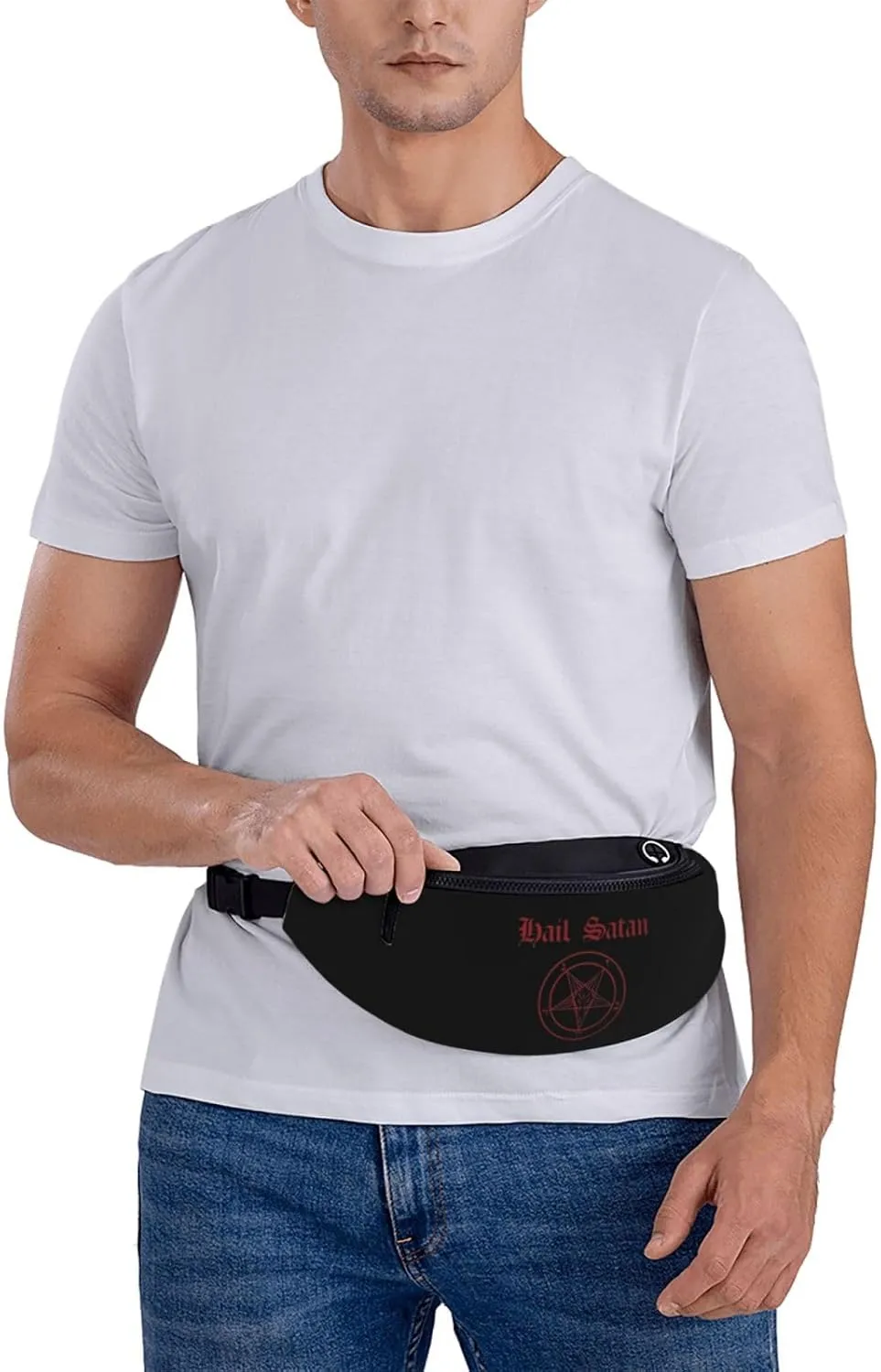 Hail Satan Satanic Pentagram Unisex Leisure Waist Bag Outdoor Sports Running Waist Bag Business Travel Mobile Phone Bag