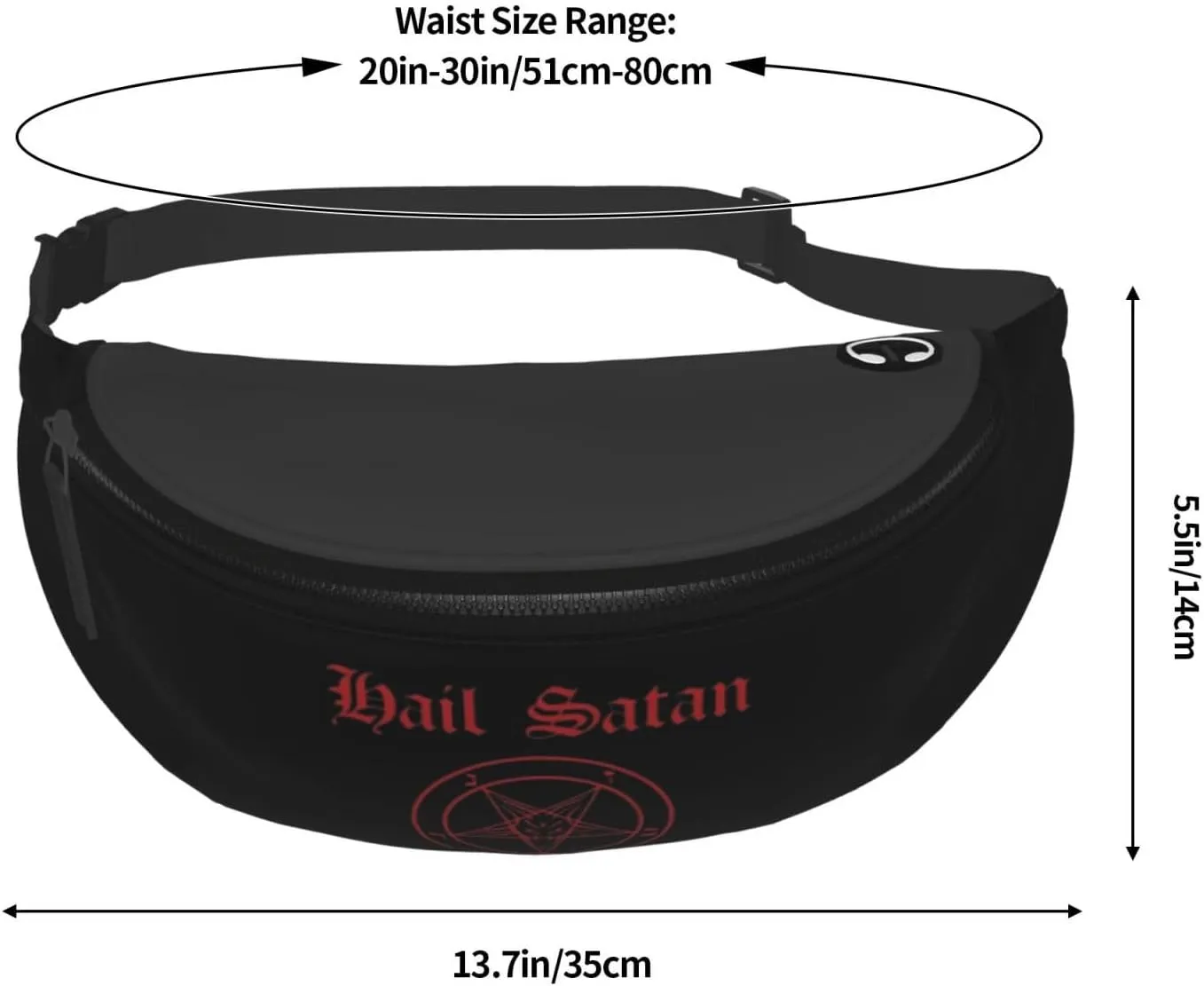 Hail Satan Satanic Pentagram Unisex Leisure Waist Bag Outdoor Sports Running Waist Bag Business Travel Mobile Phone Bag