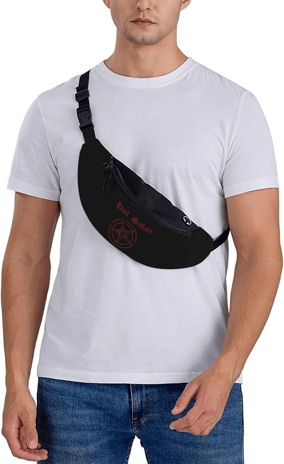 Hail Satan Satanic Pentagram Unisex Leisure Waist Bag Outdoor Sports Running Waist Bag Business Travel Mobile Phone Bag