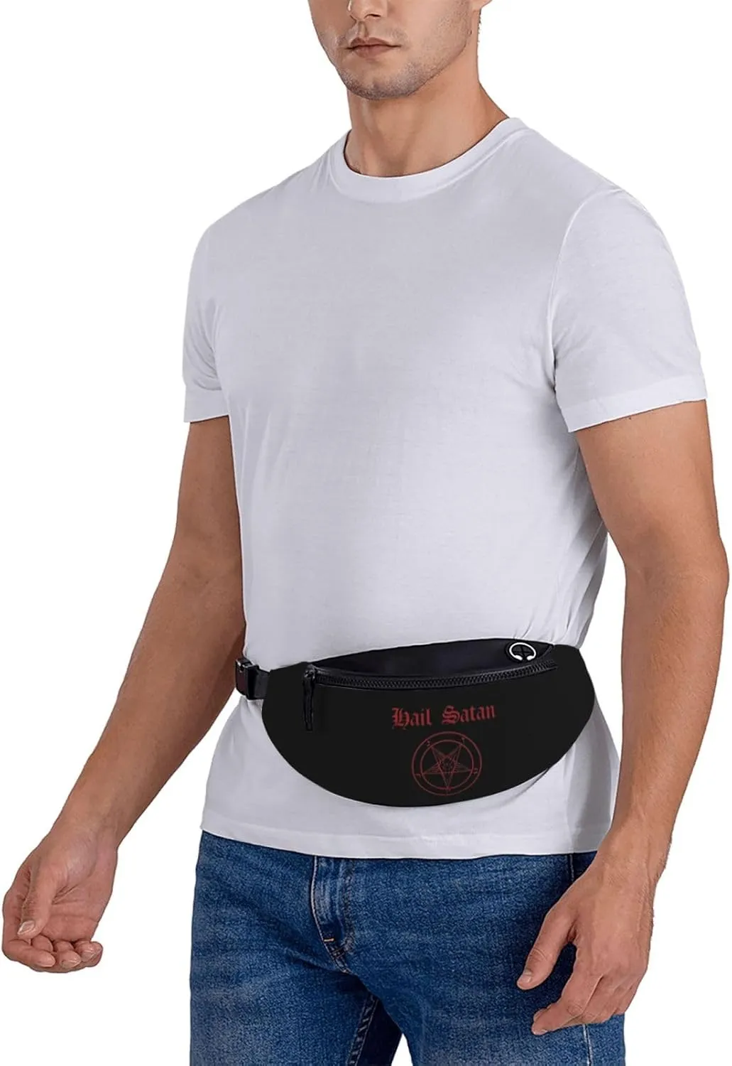 Hail Satan Satanic Pentagram Unisex Leisure Waist Bag Outdoor Sports Running Waist Bag Business Travel Mobile Phone Bag