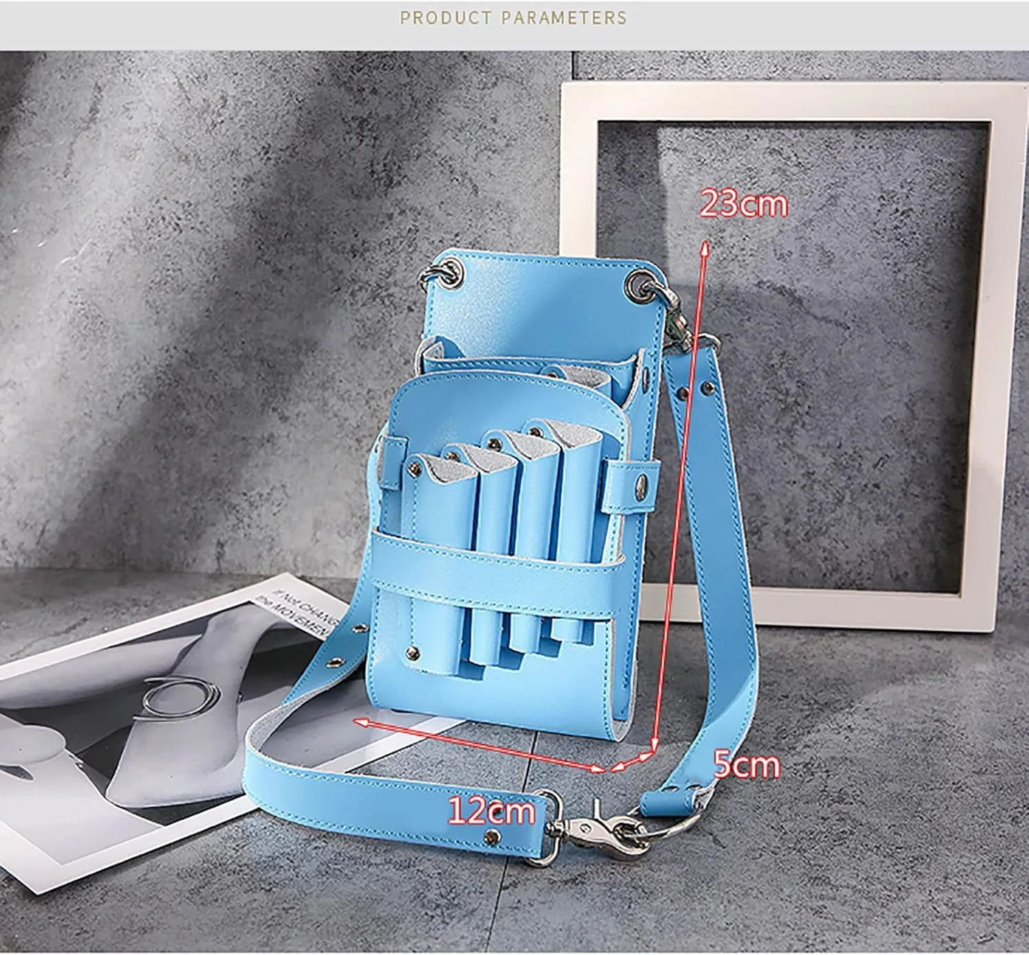 Hairstylist Scissors Bag,Hair Scissor Holster Pouch with Waist Shoulder Belt for Hairdressers Barber Genuine Leather Shears Hairdressing Tool Case Bag Holder Yellow