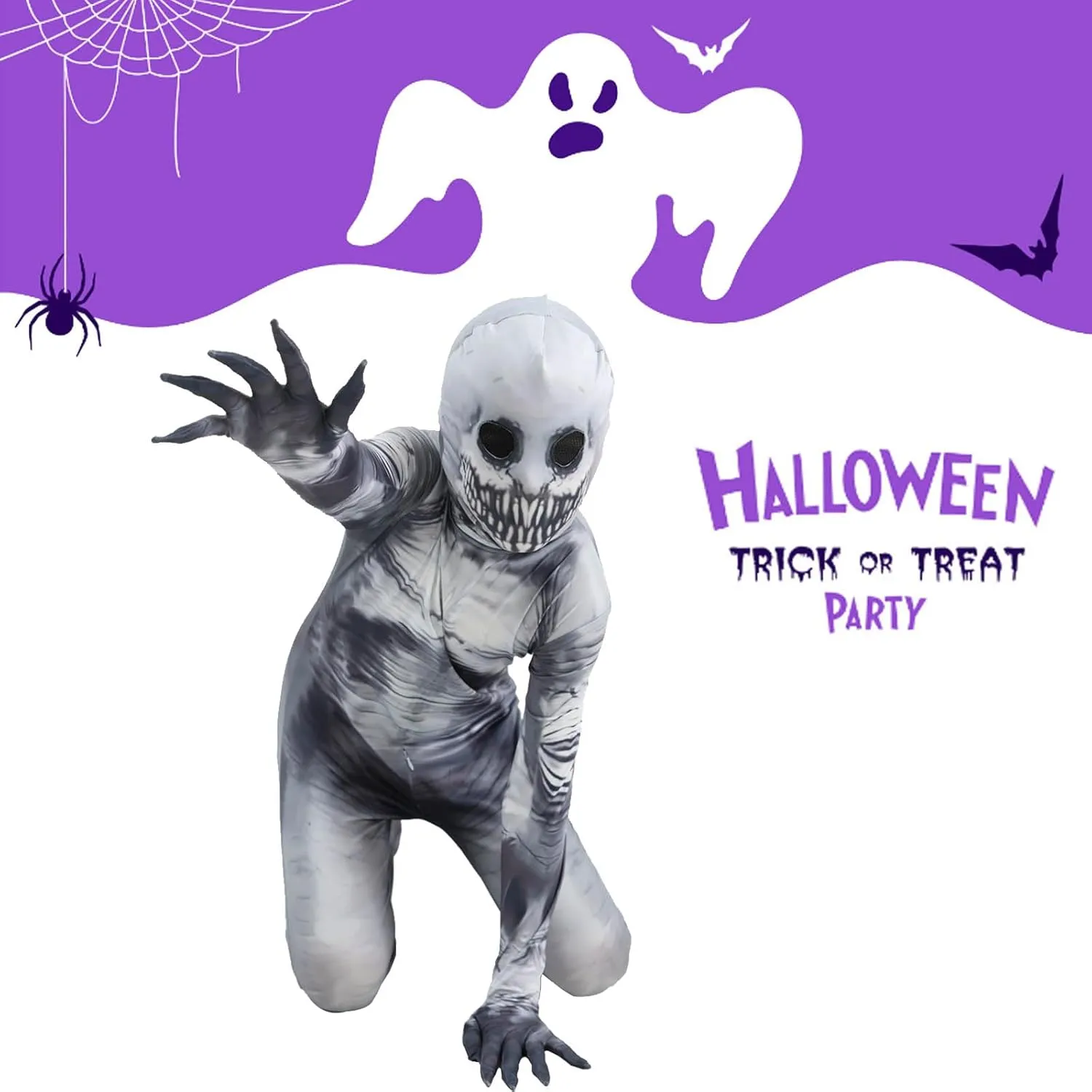 Halloween Costume for Kids Scary Bodysuit Dress Up Party Cosplay Toys Gifts for 3-10 Years Boys Girls