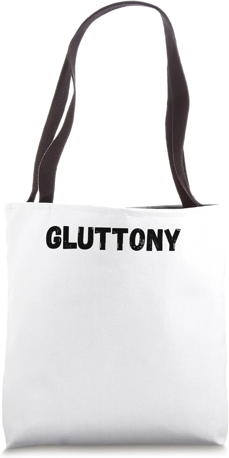 Halloween Couples Gluttony Costume Greedy Glutton Text Tote Bag