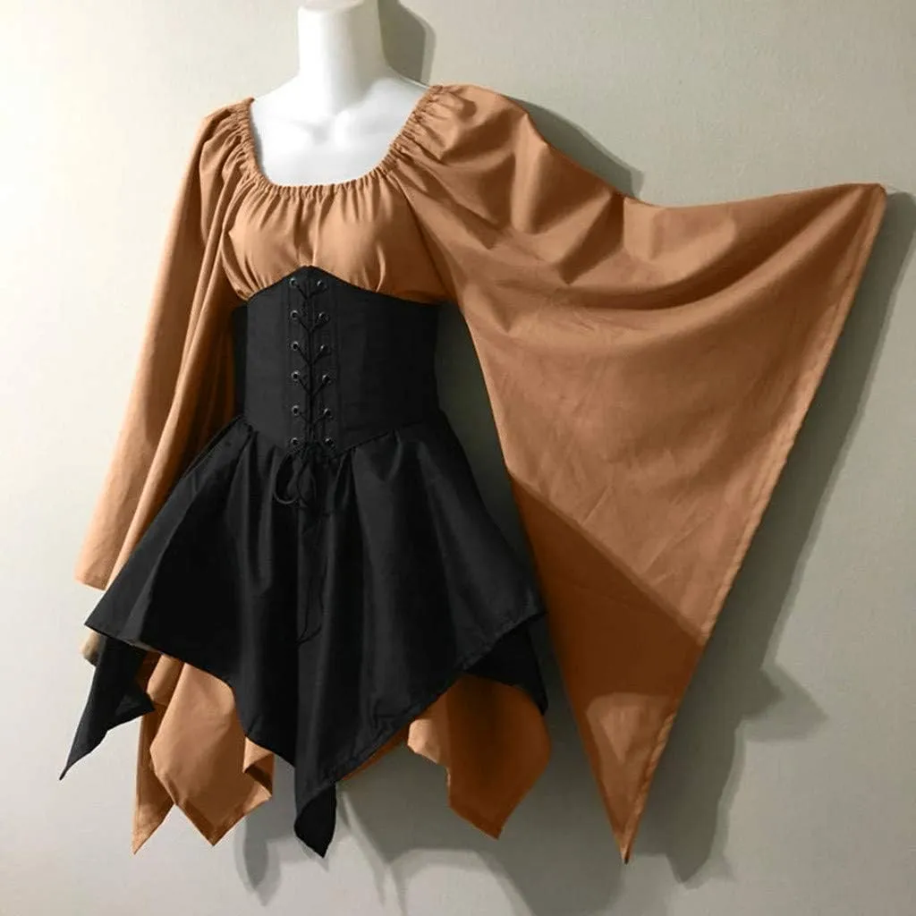 Halloween Sexy Dress for Women - Bat Wing Sleeves Vintage Gothic Goth Party Costume - Cosplay Animal Fancy Dress