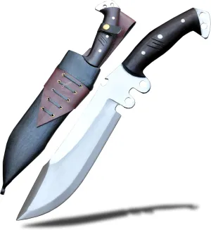 Hand Made Bowie Knife – 12inches Long Balde Handmade Knife, Real Working Blade, Tempered and Sharpened for Heavy-Duty Use, Durable 5160 Leaf Spring Steel-large knife
