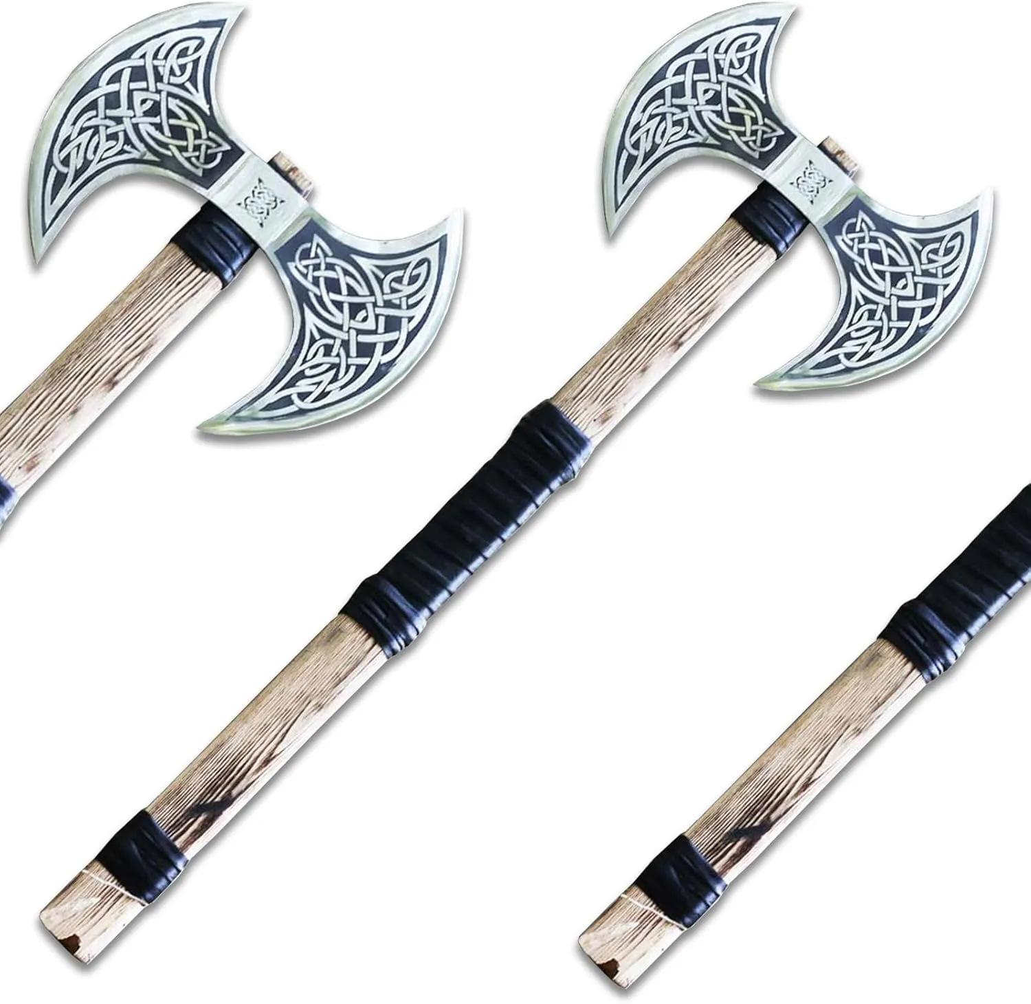 Handmade Carbon Steel Axe Medieval Warrior Double Headed Battle Axe | Viking Axe | Birthday Gift, Brown