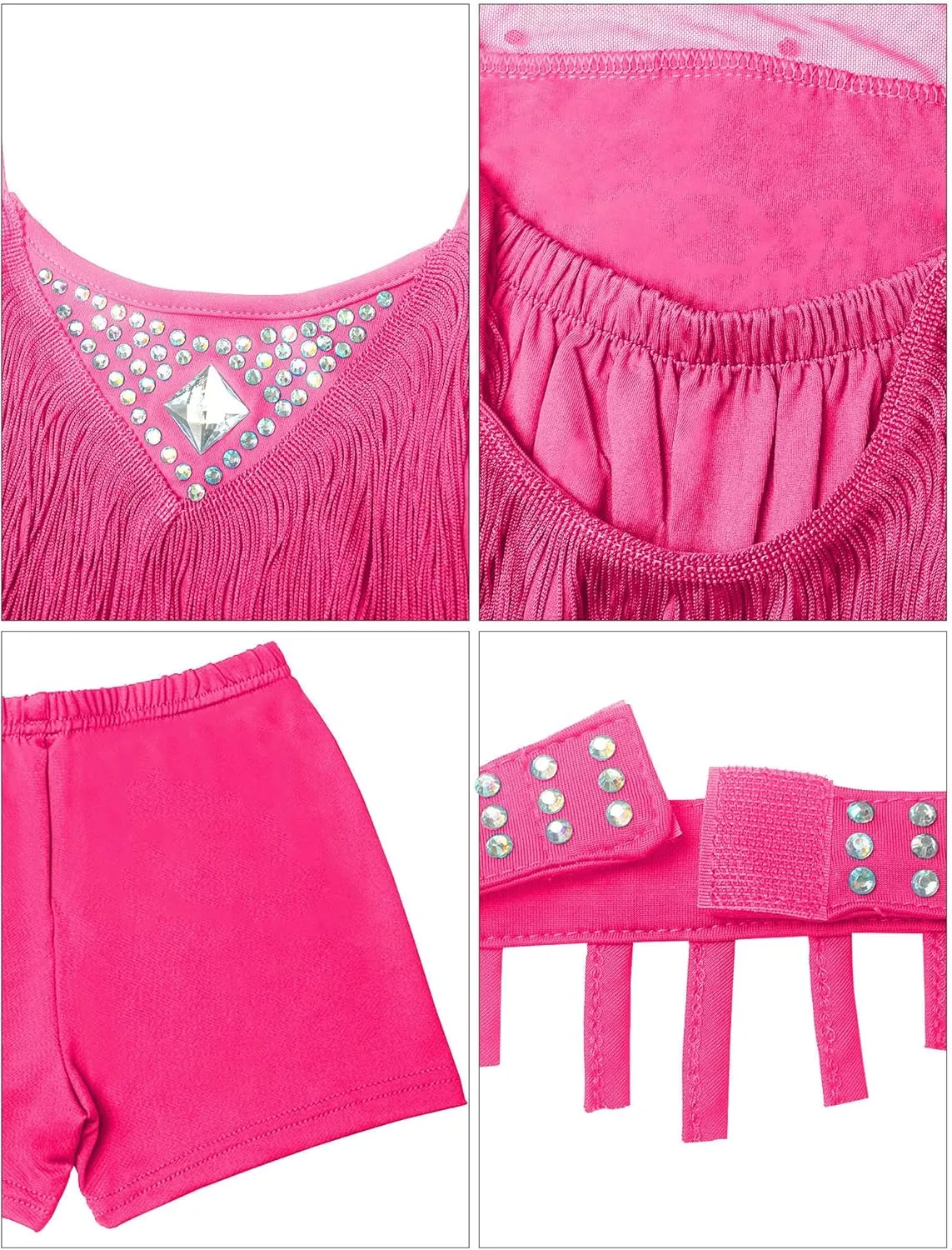 Happy Cherry Girls Latin Dress Shiny Diamonds Halter Sleeveless Tassels Dancewear Samba Rumba Jazz Cha Cha Dance Costume
