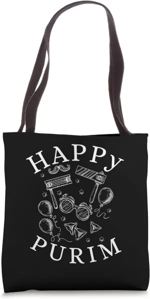 Happy Purrim Jewish Holiday Purim Funny Hebrew Jew Tote Bag