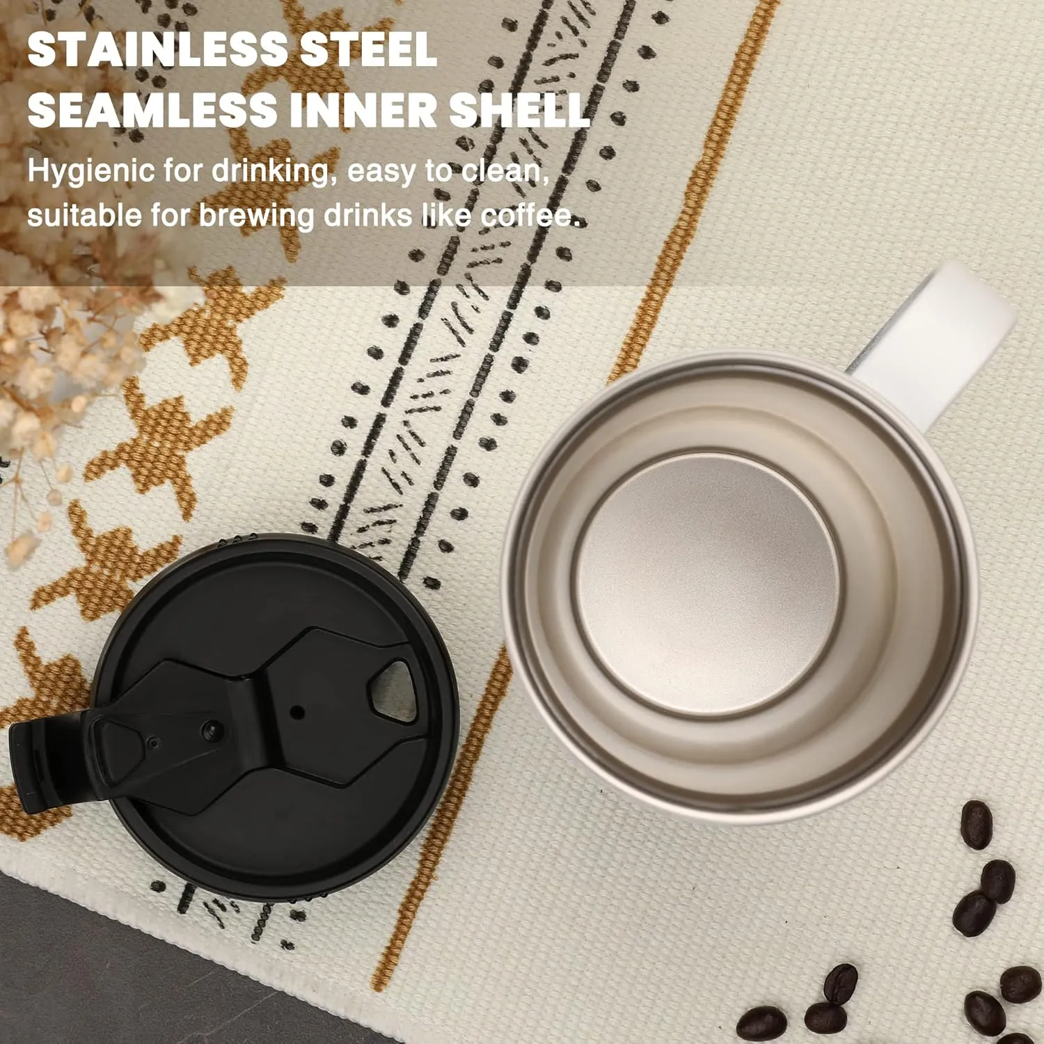 HAUSHOF 24 oz Travel Mug with Handle, Stainless Steel Vacuum Insulated Coffee Travel Mug, Double Wall Travel Mugs with Leakproof Lid, BPA Free