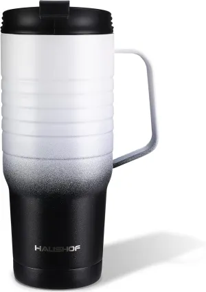 HAUSHOF 24 oz Travel Mug with Handle, Stainless Steel Vacuum Insulated Coffee Travel Mug, Double Wall Travel Mugs with Leakproof Lid, BPA Free