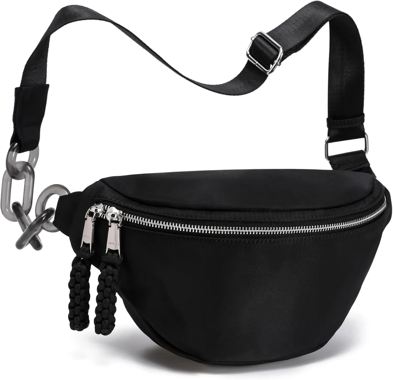 Haytijoe Bum Bag Plus Size Fanny Pack for Women Fashion Waist Pack Travel Crossbody Bags Belt Bag(02-Black)