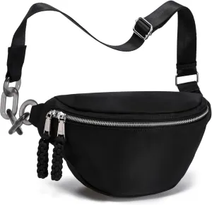 Haytijoe Bum Bag Plus Size Fanny Pack for Women Fashion Waist Pack Travel Crossbody Bags Belt Bag(02-Black)