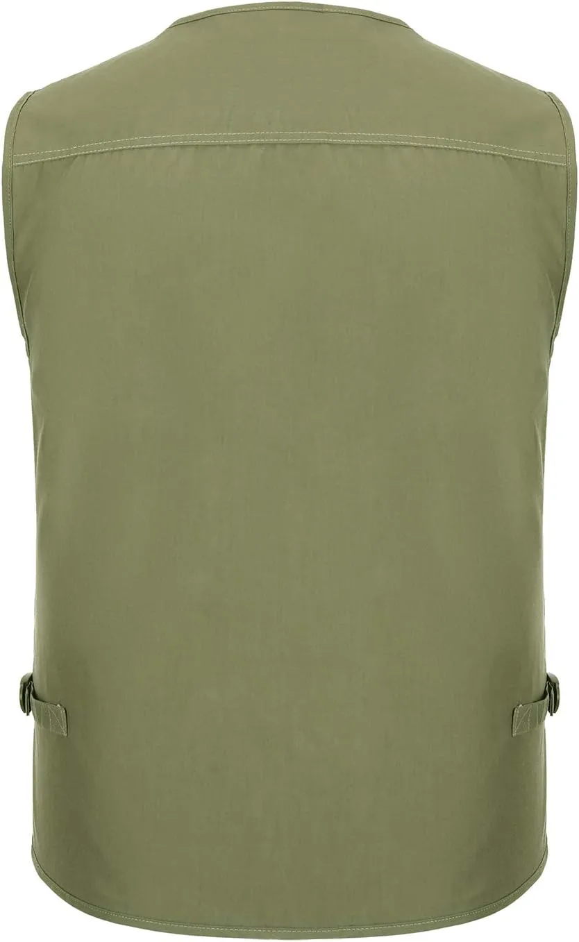 Hbufnha Men's Casual Safari Travel Vest 16 Pockets Outdoor Work Vest Sleeveless Jacket Fishing Hiking Photograph