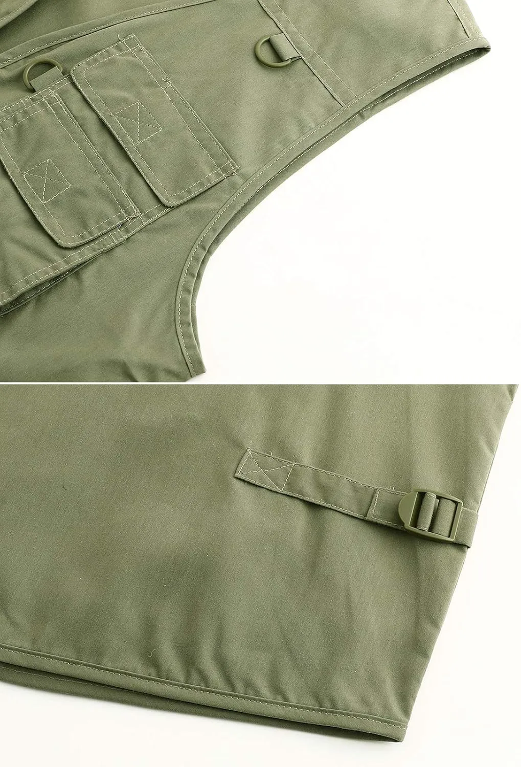 Hbufnha Men's Casual Safari Travel Vest 16 Pockets Outdoor Work Vest Sleeveless Jacket Fishing Hiking Photograph