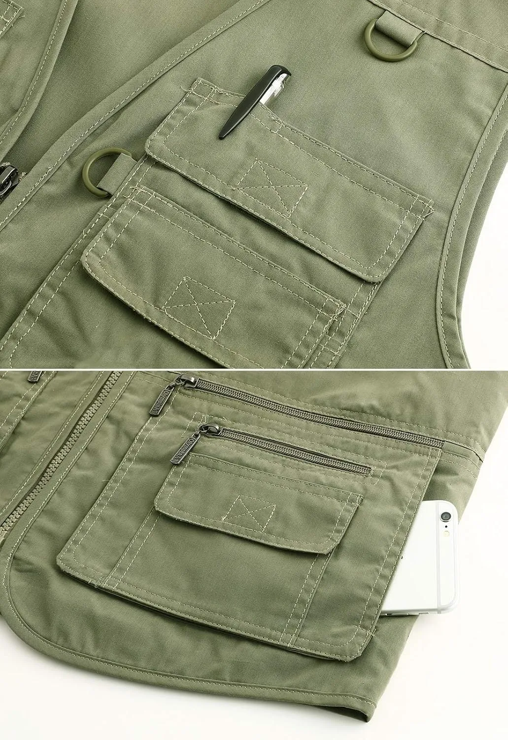 Hbufnha Men's Casual Safari Travel Vest 16 Pockets Outdoor Work Vest Sleeveless Jacket Fishing Hiking Photograph