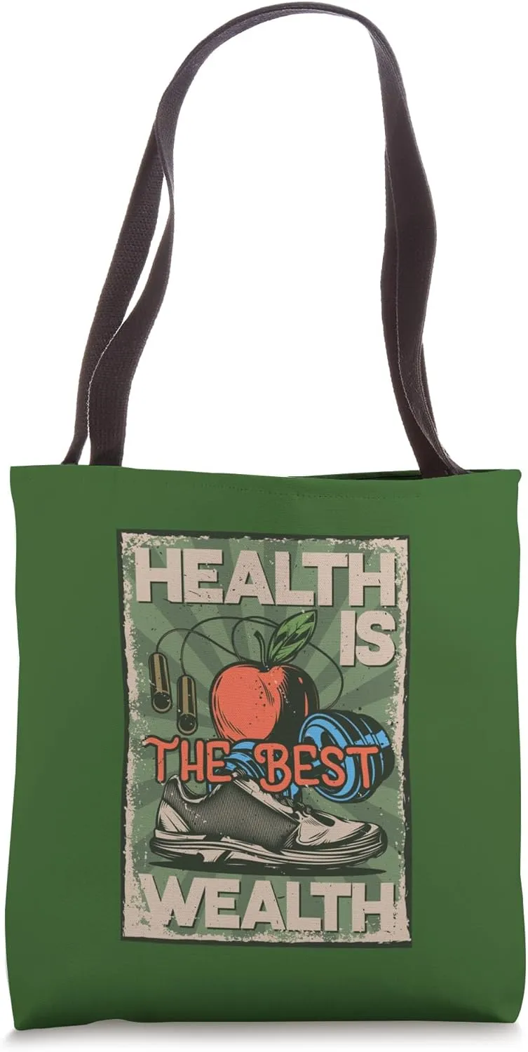 Health Is Best Wealth Streetwear Urban Street Wear Aesthetic Tote Bag