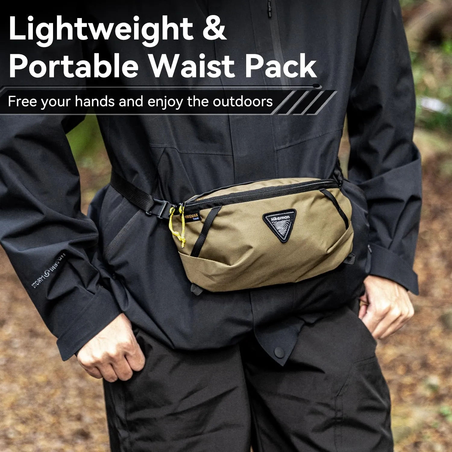 HIKEMAN Crossbody Fanny Pack for Men Hiking Waist Packs Multifunctional Outddoor Chest Bag Attached to Any Backpack Carry Fanny Pack for Walking Traveling Casual Cycling Running Hiking (Khaki)