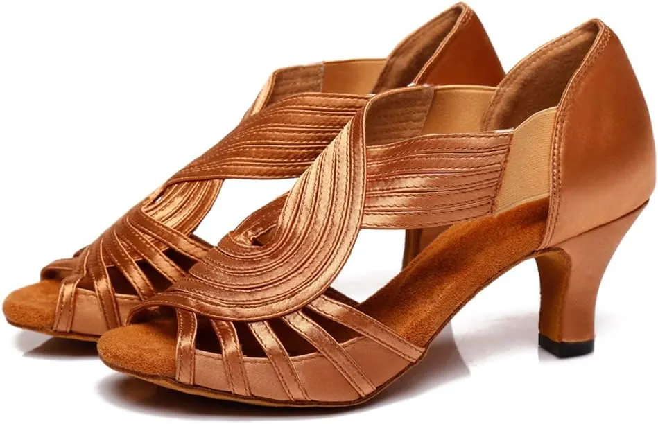 HIPPOSEUS Women's Professional Latin Dance Shoes Slip on Ballroom Salsa Bachata Performance Practice Dancer Shoes