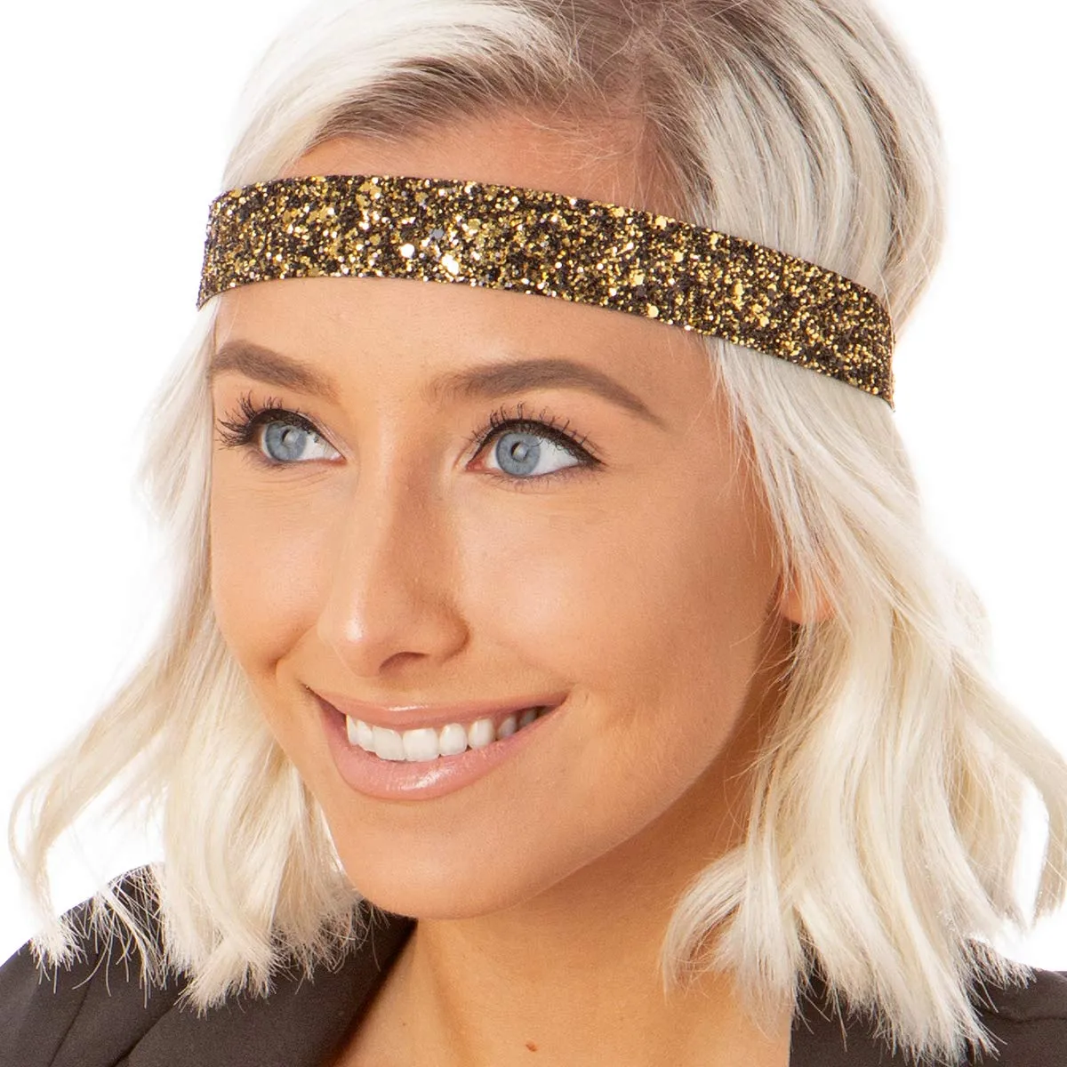 Hipsy PLUS Size, Adjustable No Slip Sparkly Bling Mixed 3pk Headbands for Women Girls & Teens (Bling Glitter Mixed Diva)