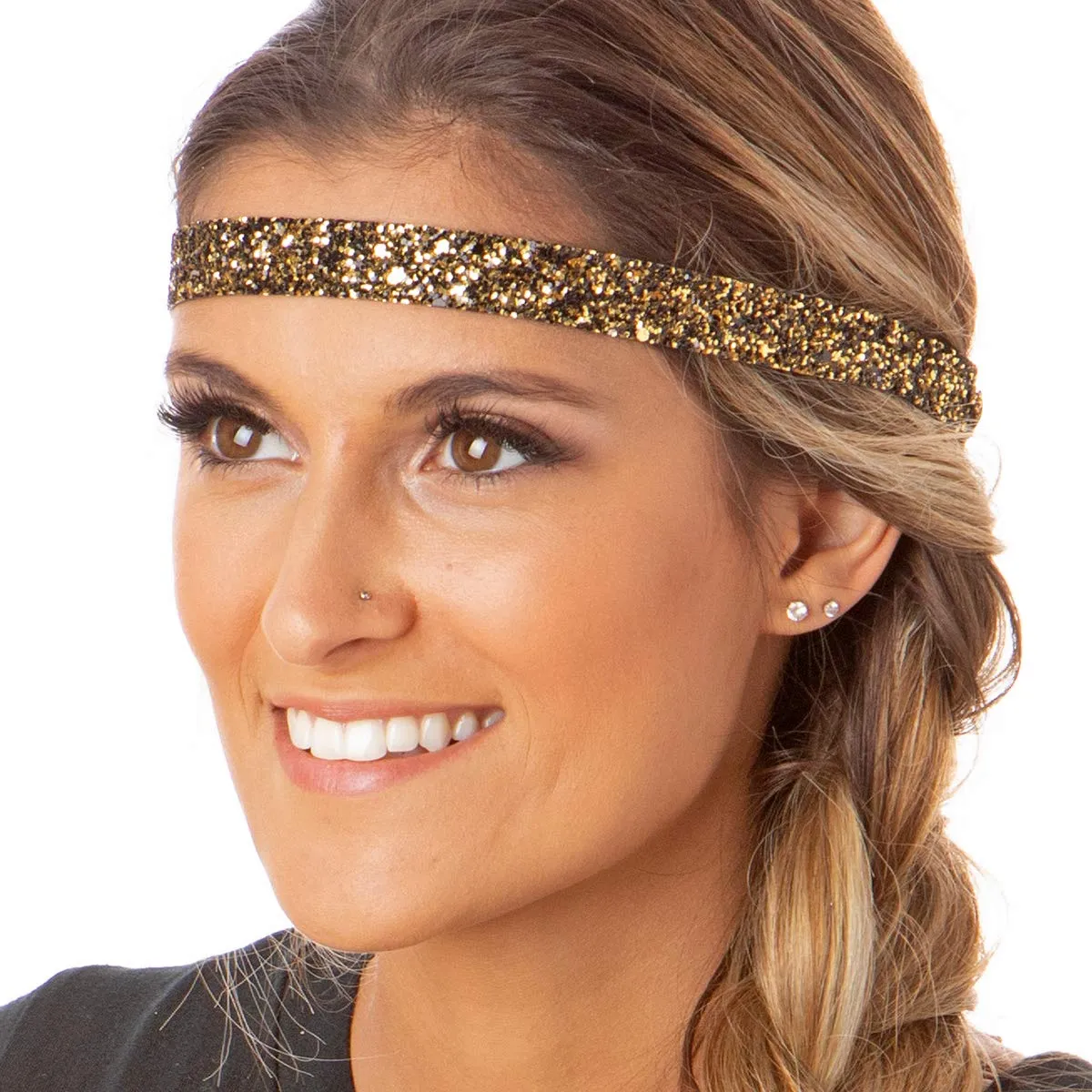Hipsy PLUS Size, Adjustable No Slip Sparkly Bling Mixed 3pk Headbands for Women Girls & Teens (Bling Glitter Mixed Diva)