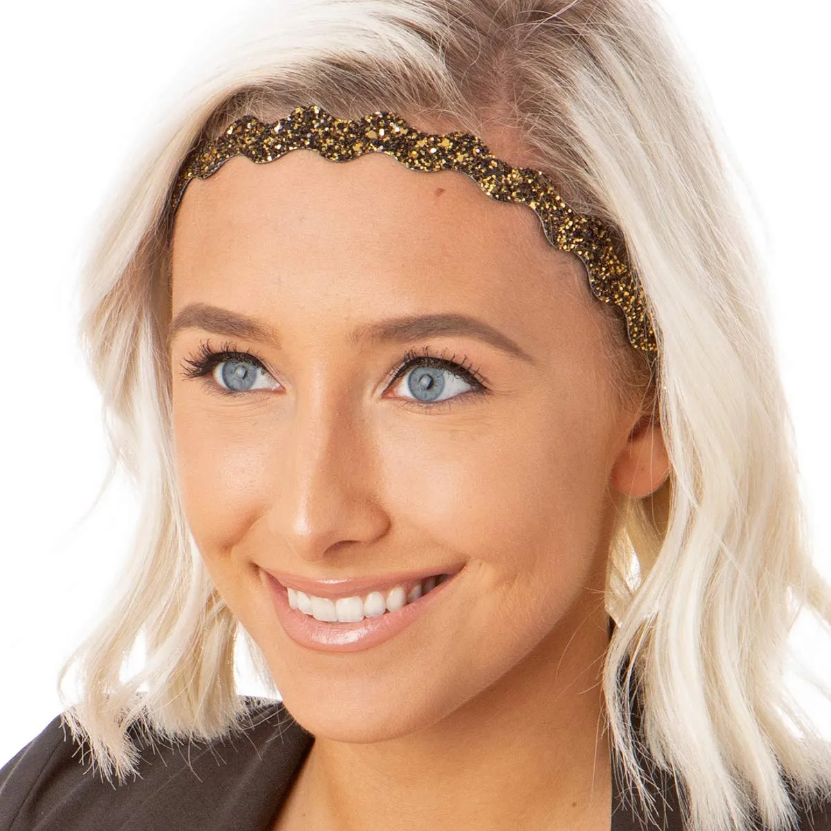 Hipsy PLUS Size, Adjustable No Slip Sparkly Bling Mixed 3pk Headbands for Women Girls & Teens (Bling Glitter Mixed Diva)