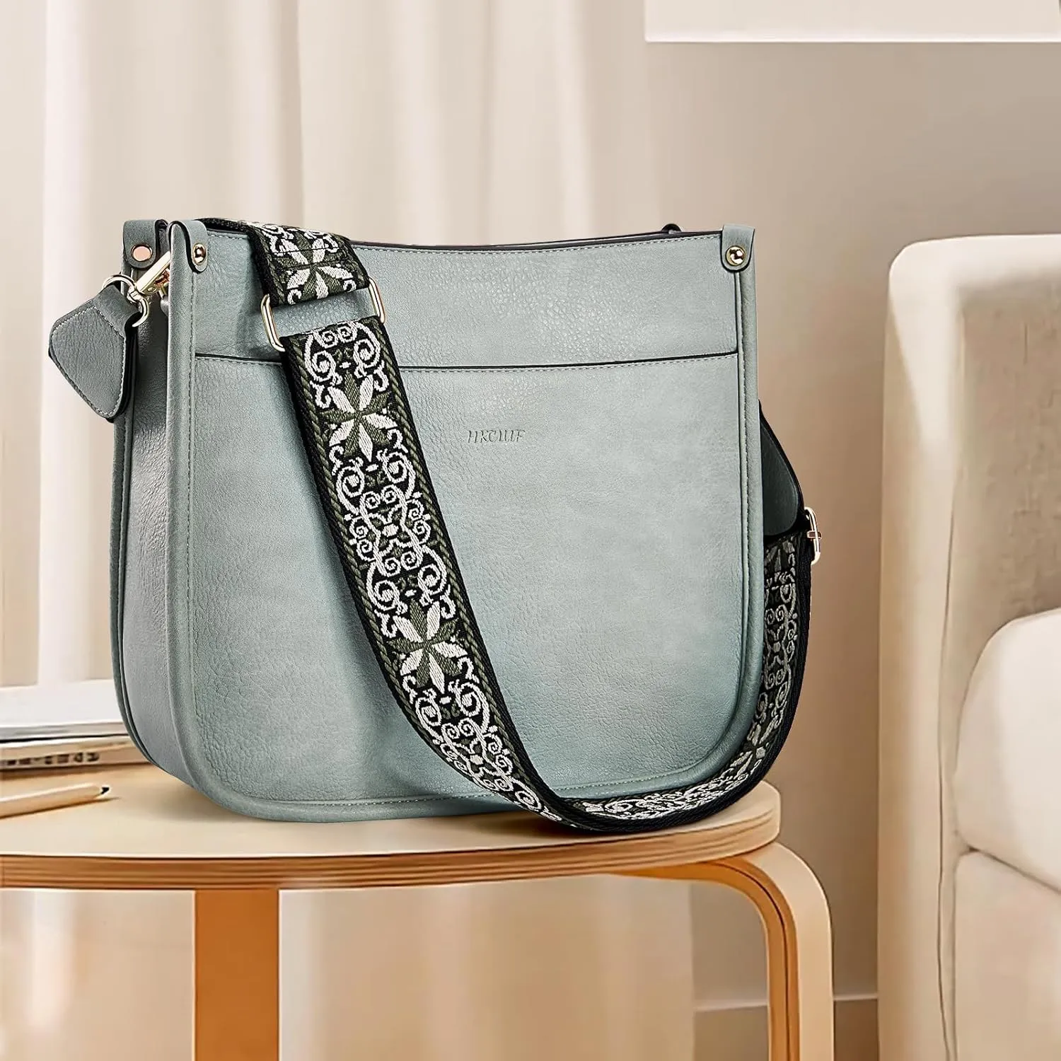 HKCLUF Vegan Leather Crossbody Bags Purse for Women Trendy Tassel Hobo Handbag Women With 2PCS Adjustable Guitar Strap