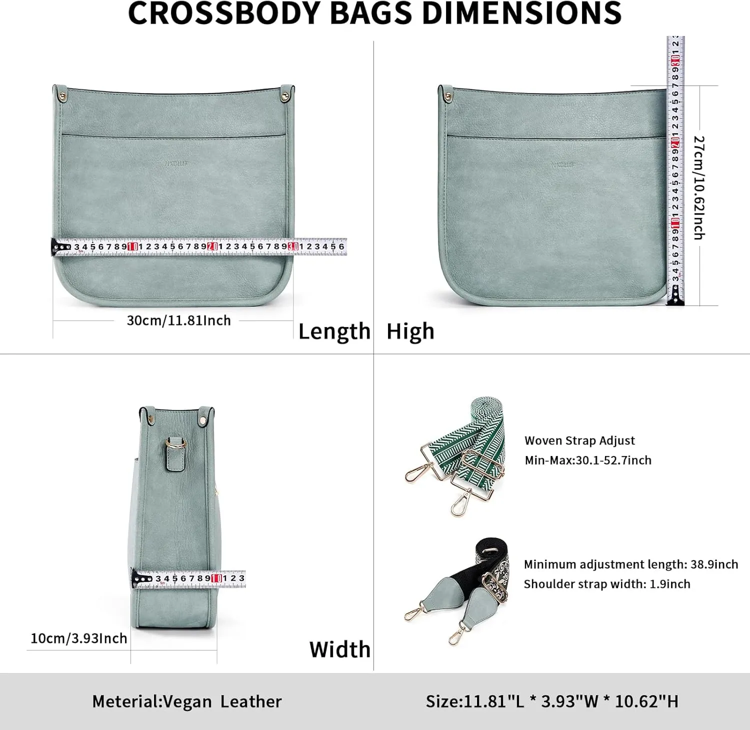 HKCLUF Vegan Leather Crossbody Bags Purse for Women Trendy Tassel Hobo Handbag Women With 2PCS Adjustable Guitar Strap