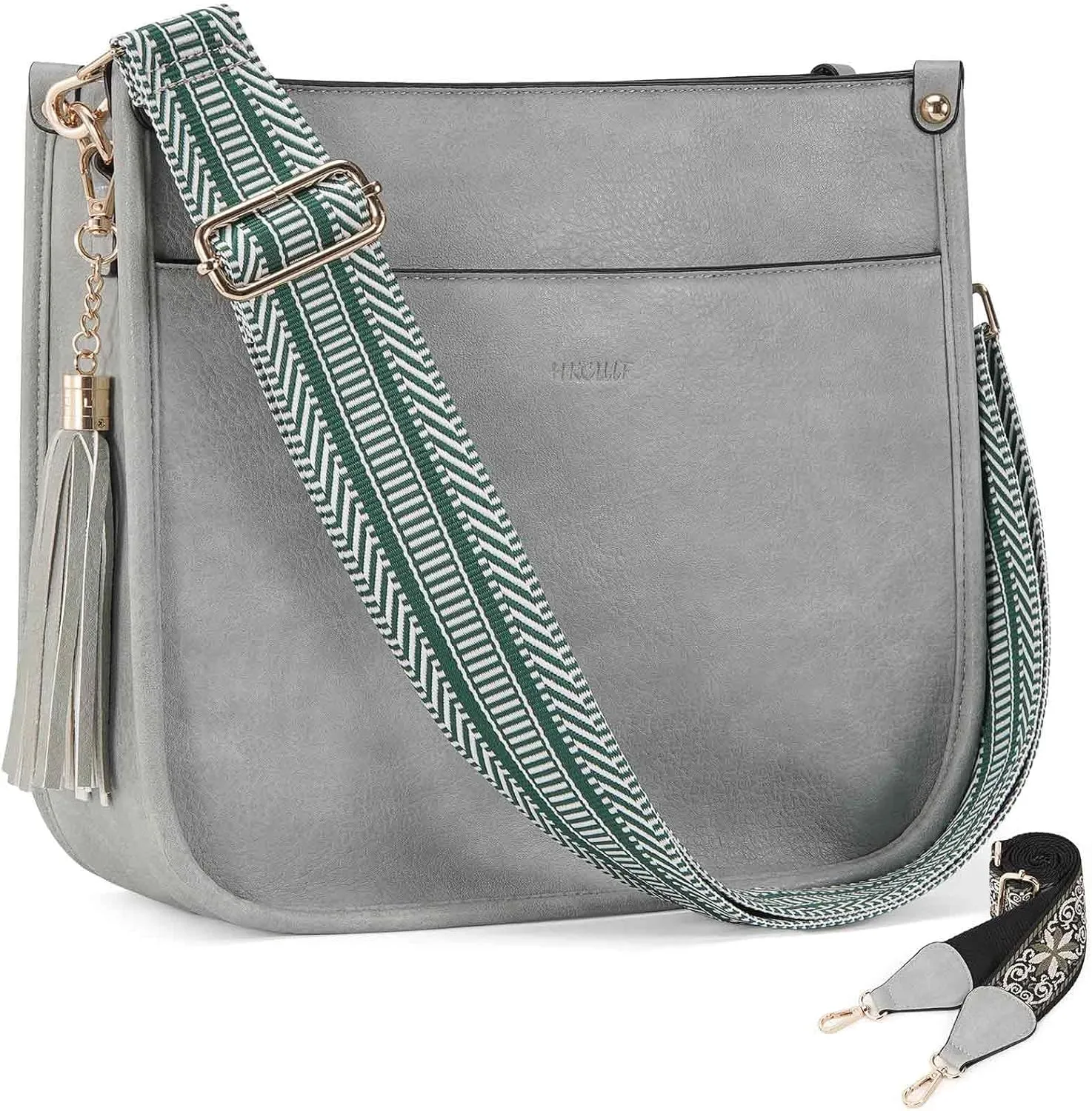 HKCLUF Vegan Leather Crossbody Bags Purse for Women Trendy Tassel Hobo Handbag Women With 2PCS Adjustable Guitar Strap